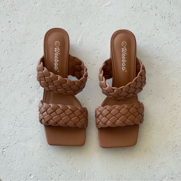 Brown Woven Heeled Sandals Women's 7.5 - Picture 2 of 9